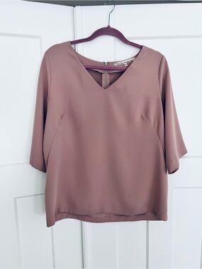 RACHEL Rachel Roy Dusty Mauve V-Neck Half-Sleeve Blouse